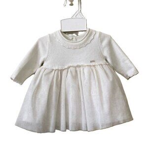 Newborn 1-2M • Elegant Ivory Tulle Dress • Mayoral